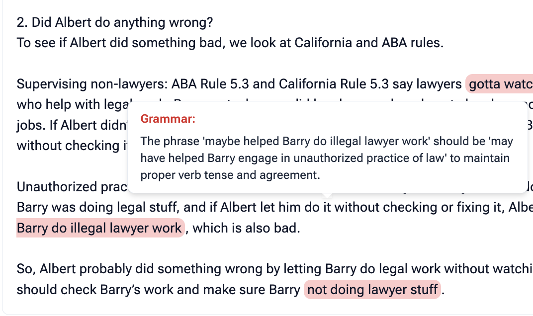 Built-in grammar and wording assistance